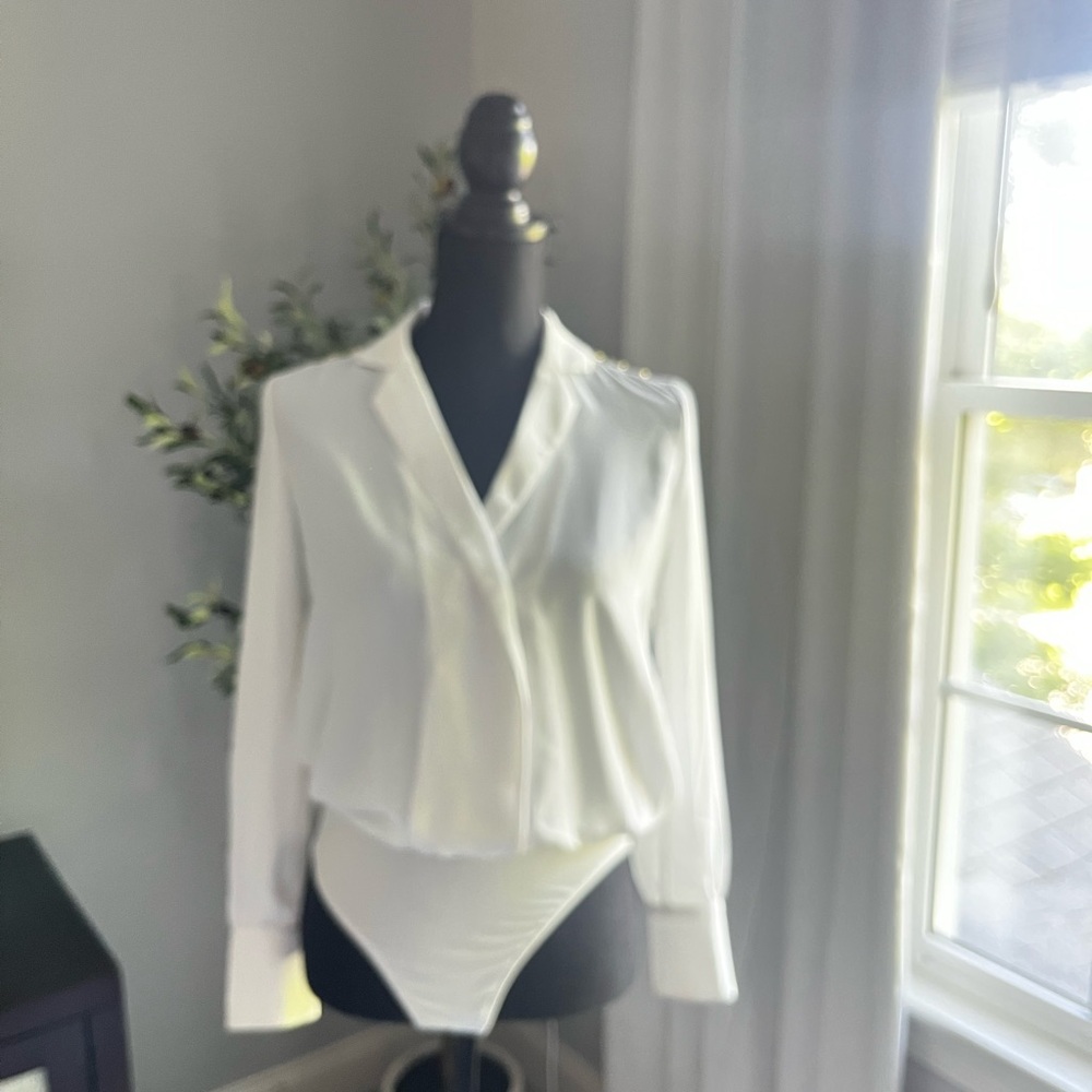 HOLLAND COOPER Cupro White Bodysuit Blouse 🇬🇧